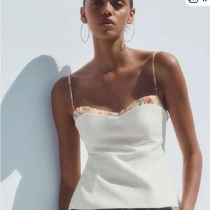 Zara White Camisole with Floral Accents